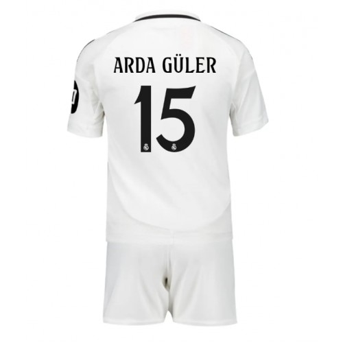 Dres Real Madrid Arda Guler #15 Domaci za djecu 2024-25 Kratak Rukav (+ kratke hlače)